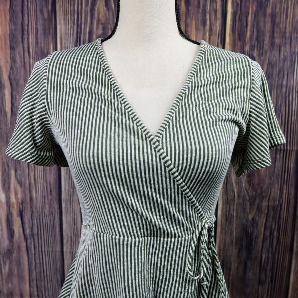 Caution to the Wind striped wrap blouse with tie detail